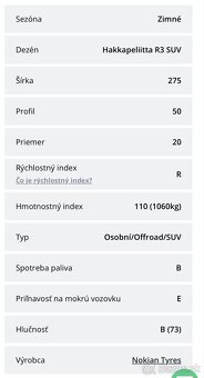 275/50R20 HAKKAPELIITA R3 SUV 113R Kolesá - 6
