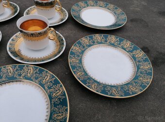 Predám zlato-tyrkysová porcelánová sada - 6