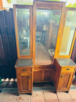 Starozitny toaletny stolik so zrkadlom dreveny - 6