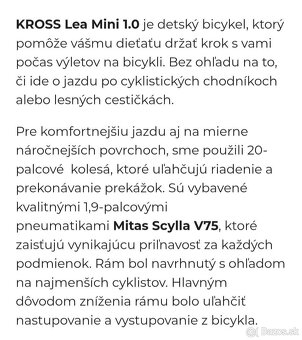 Predám detský bicykel Kross LEA mini 20" - 6