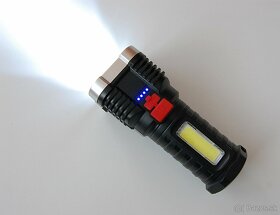 LED Baterka 5x LED + COB LED, 4 režimy, mico USB nabíjanie - 6