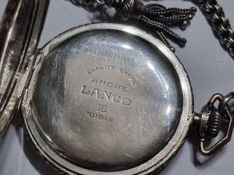 Strieborné, vreckové hodinky,Lanco. - 6