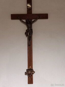 Starožitný masívny drevenný kríž s Ježišom - 6