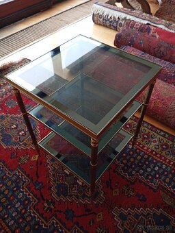Dizajnový mosadzný stolík 60tych rokov 54x40x40 - 6