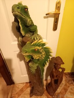 Drevena socha leguany,loviaci rybár - 6
