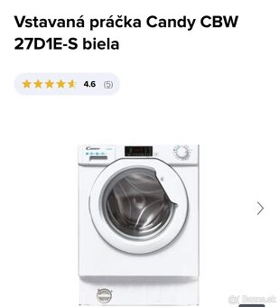 Vstavaná práčka Candy CBW 27D1E-S biela - 6