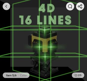 Nivelačný laser tzv. 4D tj 16 líniový so zel lúčom 2x bat - 6