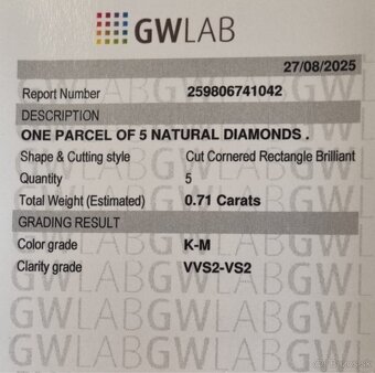 Set 5 prírodných diamantov 0,71 ct GWLab - 6