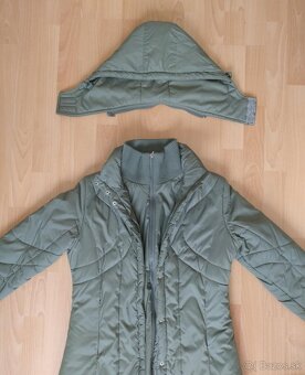 Dámsky dlhý zimný olivovo zelený kabát - 6