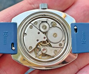 Československé mechanické vintage hodinky PRIM Sport 2 Modré - 6