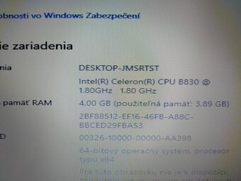 rozpredám plne funkčný notebook Toshiba satellite c850 - 6