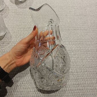 Brúsené sklo Bohemia Crystal - džbán + poháre - 6