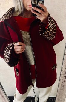 Damsky oversize kabatik bordo - 6