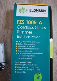 Aku záhradná kosačka strunová Fieldmann FZS 1005-A - 6