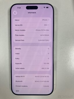 Apple iPhone 16 Pro Max 512 GB White Titanium - Batéria 94% - 6