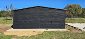 Plechová garáž 6x5m drevodekor - 6