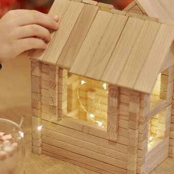 Drevená stavebnica chata – IgroTeco, úplne nová, nerozbalená - 6