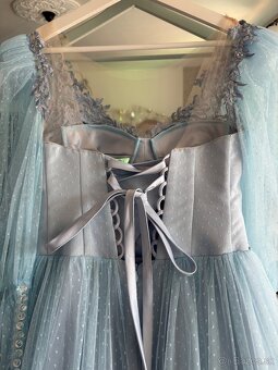 Bledomodré romantické šaty 36/S - 6