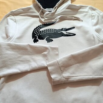 Lacoste biela mikina s kapucňou s veľkým logom S/M - 6
