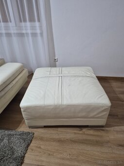 Kožená sedacia súprava + taburetka - 6