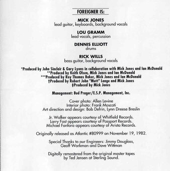 CD Foreigner – Records 1982 - 6