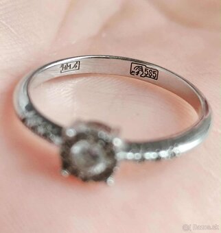 Zlatý prsteň 14k 585 biele zlato - 6