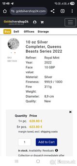 Predam investicne striebro Queens Beast 10oz+2oz - 6