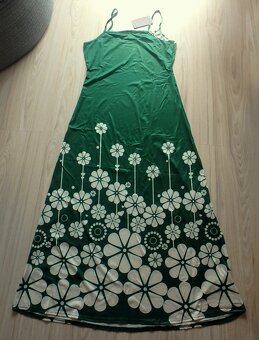 Zelené maxi šaty s bielymi kvetmi, v. M/L/XL - 6
