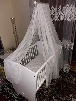 Detská drevená kolíska- biela farba - 6