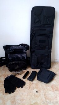 Taktická vesta airsoft paintball okuliare tlmič taška - 6
