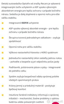 Detská autosedačka Optiafix Recaro - 6