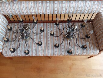 Pár elegantných 8 - ramennych bronzových lustrov •62 cm - 6