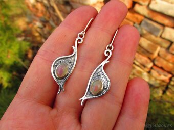 Strieborné náušnice osádzané kameňom Opál, Ag 925 - 6