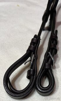 Otěže kožené proplétané tmavě hnědé - 6