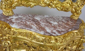 Zámecká konzola se zrcadlem - masiv - řezbovaná - 6