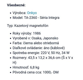 ONKYO Integra TA-2360 + 2.Kazety - 6