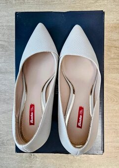 Kožené vysoké business lodičky Baťa béžové - 6