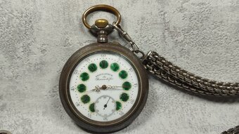 Velké dvouplášťové kapesní hodinky Régulatéur s řetezem - 6