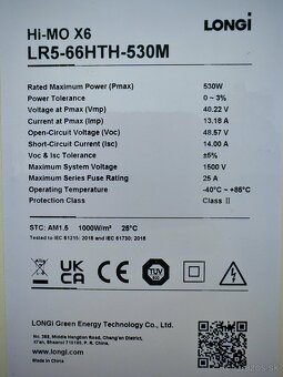530 W LONGI Hi-Mo X6 Fotovoltaické panely - 6