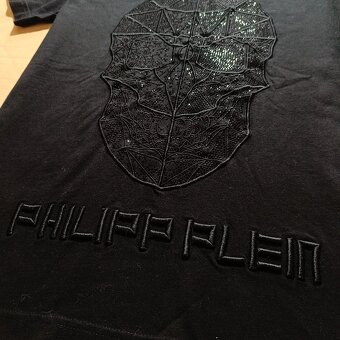 Philipp Plein čierne tričko s lebkou s diamantmi slim fit M - 6