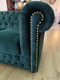 Pohovky Chesterfield 2 kusy. Smaragdová zelená. - 6