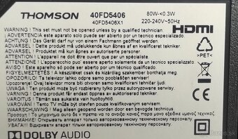 Predám FullHD SMART TV THOMSON  40FD5406 wifi, YouTube 100cm - 6