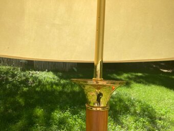 Vintage stojanová lampa Ruschenbaum mosadz + drevo - 6