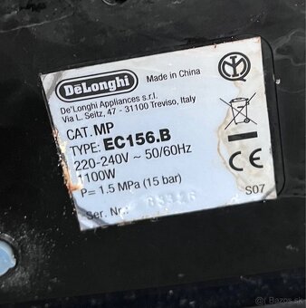 Predam pákový Kavovar DeLonghi EC 156 B + káva Jacobs - 6