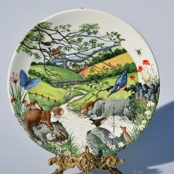 nádherné veľké porcelánové taniere s prírodnou panorámou - 6