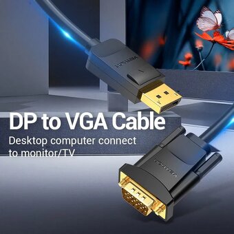 Vention DP → VGA kábel 2 m – čierny, nepoužívaný - 6