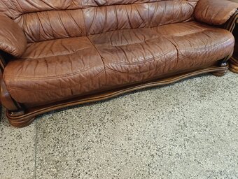 Kožená sedací souprava 3 + 2 + 1, nábytek z masívu - 6