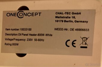 Na predaj elektrický olejový radiátor 800 W - 6