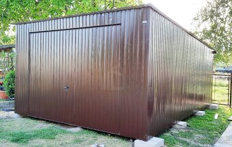 Plechová garáž 6x6 pozinkované prevedenie, 2x výklopná brána - 6