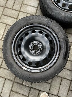 Plechové disky 5x100 R16 + puklice škoda + pneu - 6